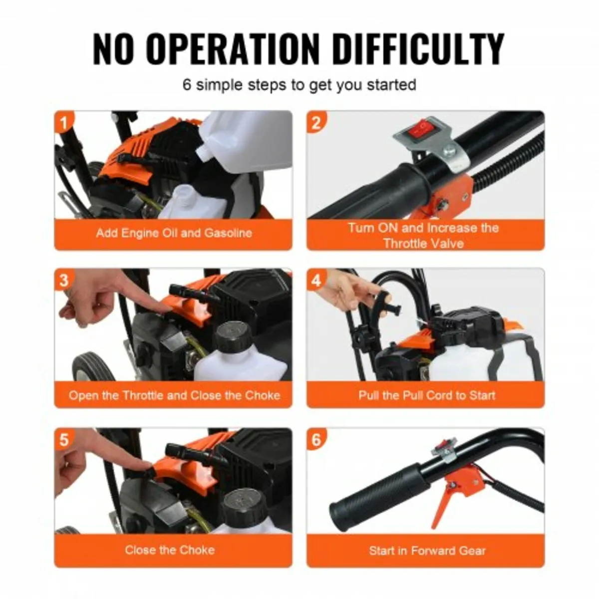 Tiller Cultivator Gas Powered, 43CC 2-Stroke Garde - Image 2