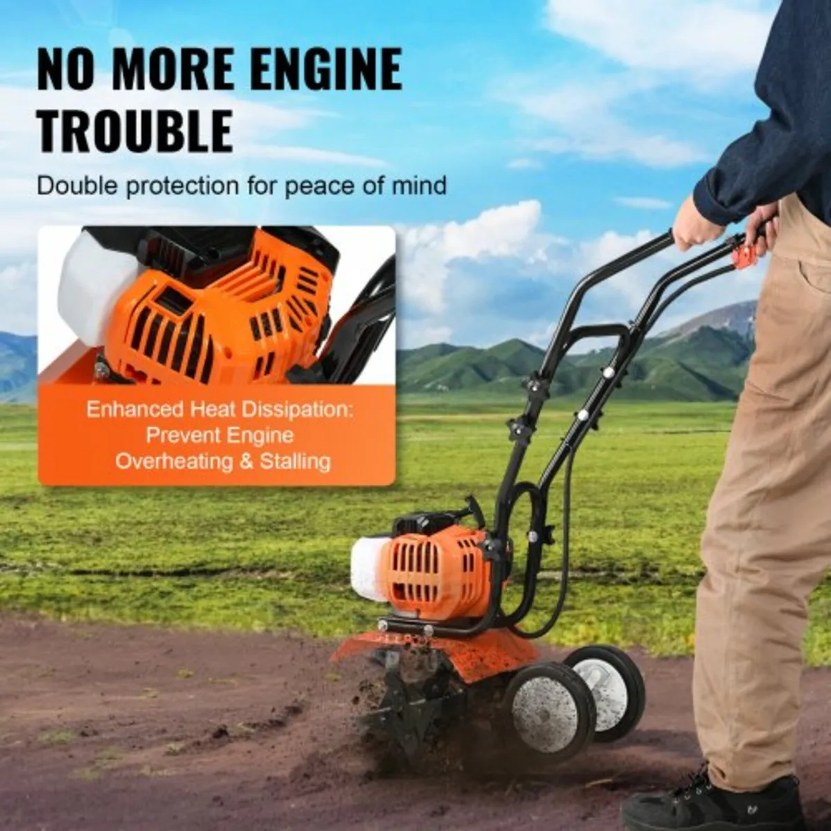 Tiller Cultivator Gas Powered, 43CC 2-Stroke Garde - Image 4