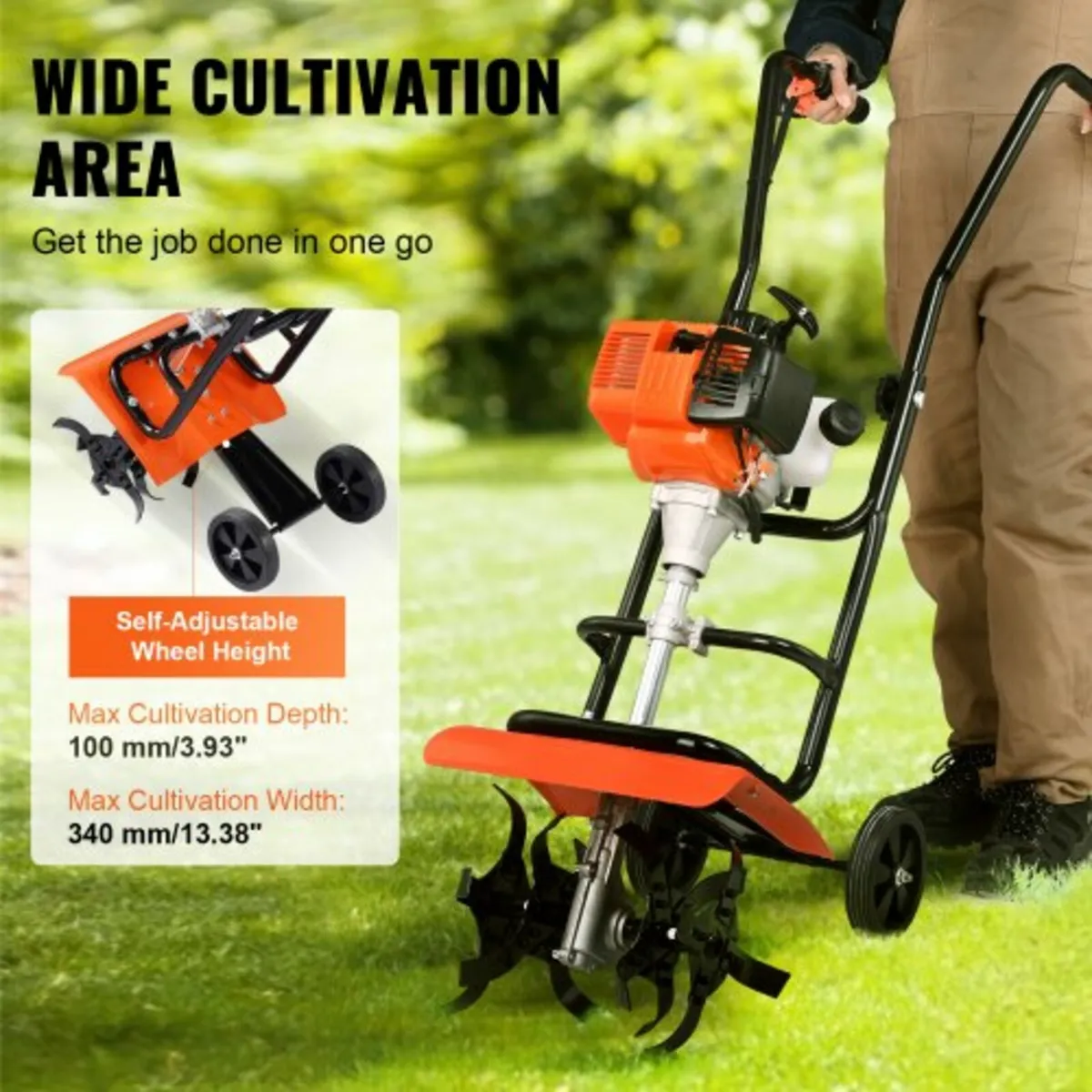 Tiller Cultivator Gas Powered, 38CC 4-Stroke Garde - Image 2