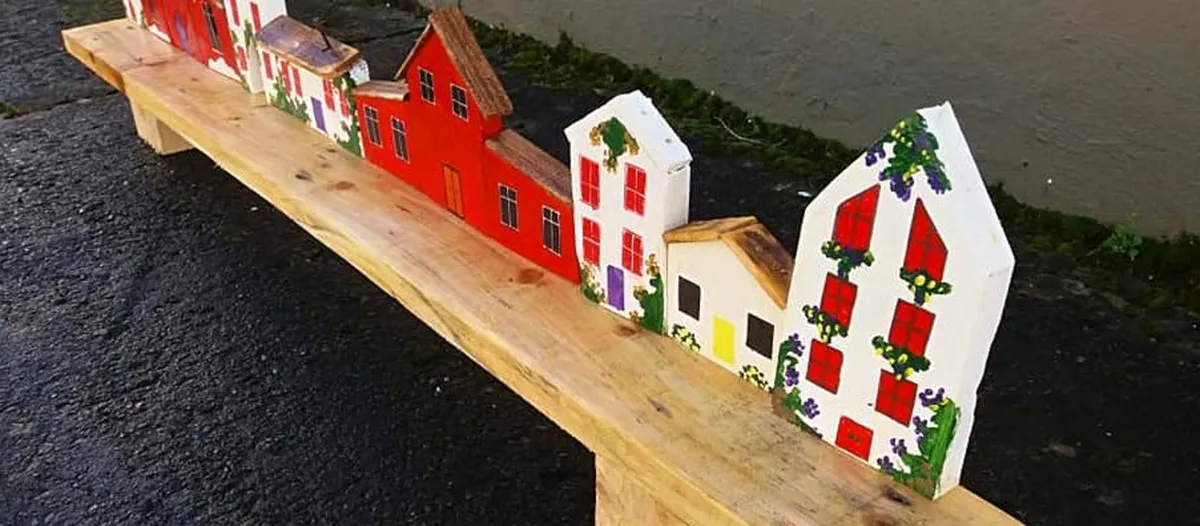 Rustic Quirky Town Floating Shelf - Image 2
