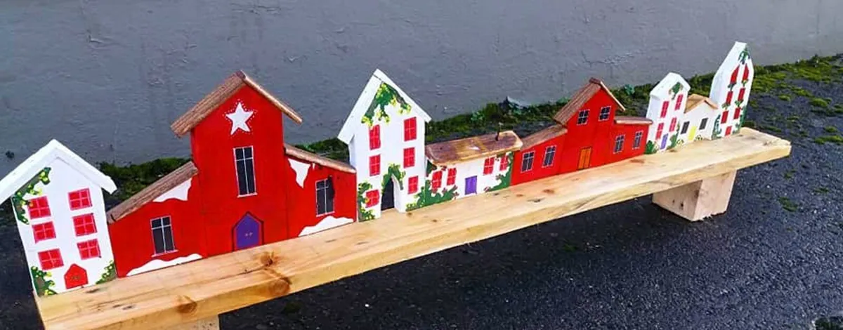 Rustic Quirky Town Floating Shelf - Image 3