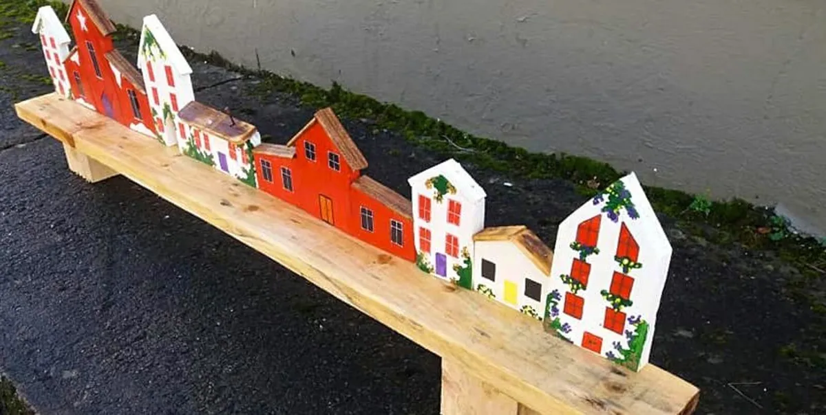 Rustic Quirky Town Floating Shelf - Image 4