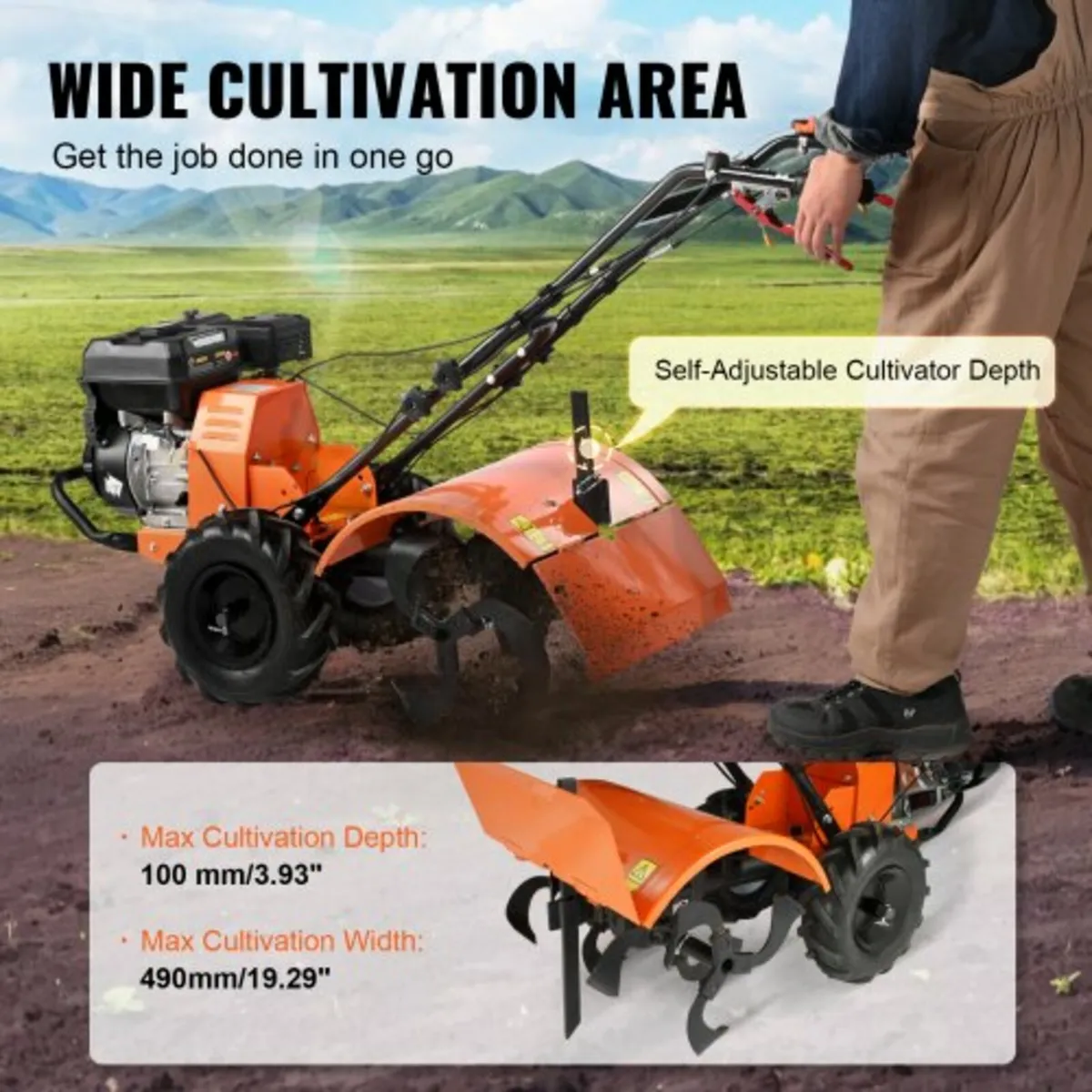 Tiller Cultivator Gas Powered, 212CC 4-Stroke Gard - Image 3