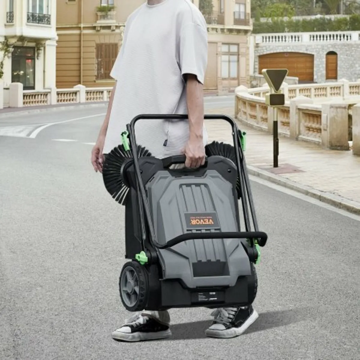 Walk-behind Hand Push Floor Sweeper, 25.6" Sweepin - Image 4