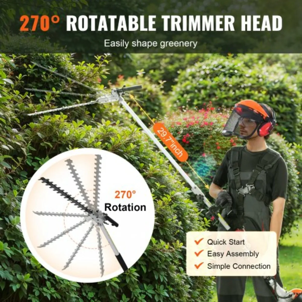 15.7-inch 26CC 2 Cycle Gas Hedge Trimmer Gas Power - Image 3