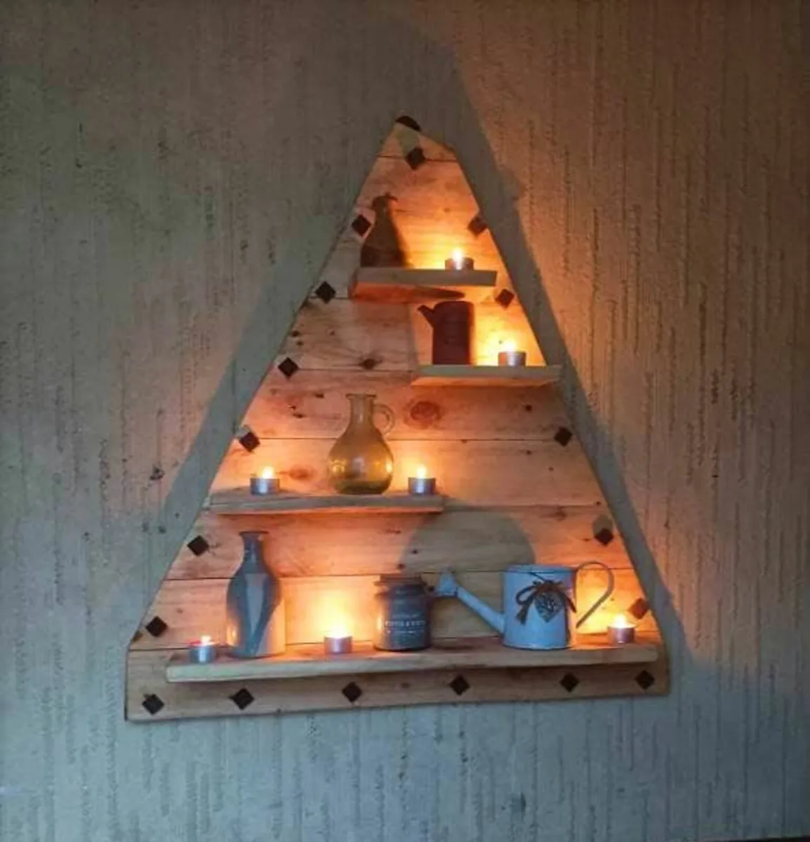 Rustic Floating Staggered Shelf Tree - Image 1