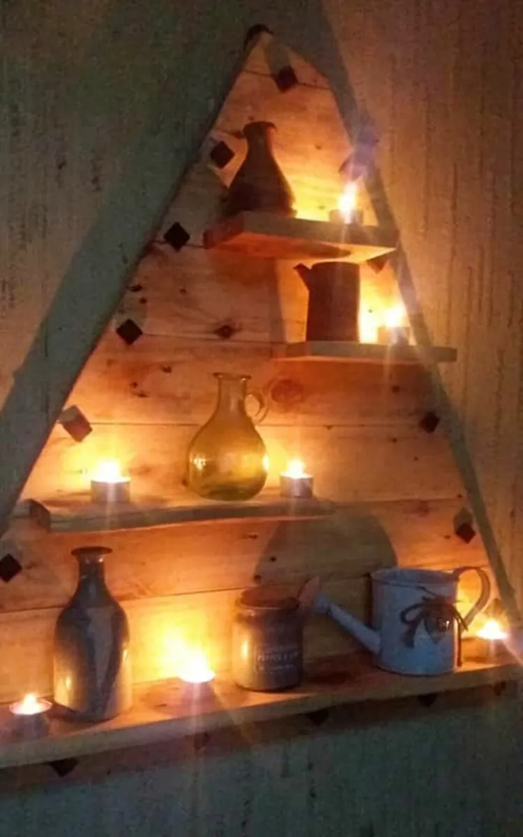 Rustic Floating Staggered Shelf Tree - Image 3