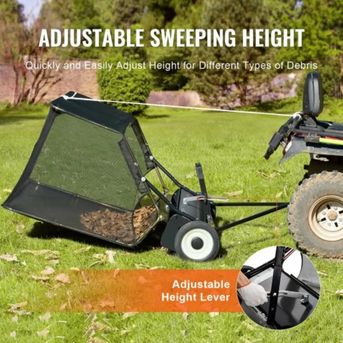 Tow-Behind Lawn Sweeper 52-inch Leaf Yard Collecto - Image 2