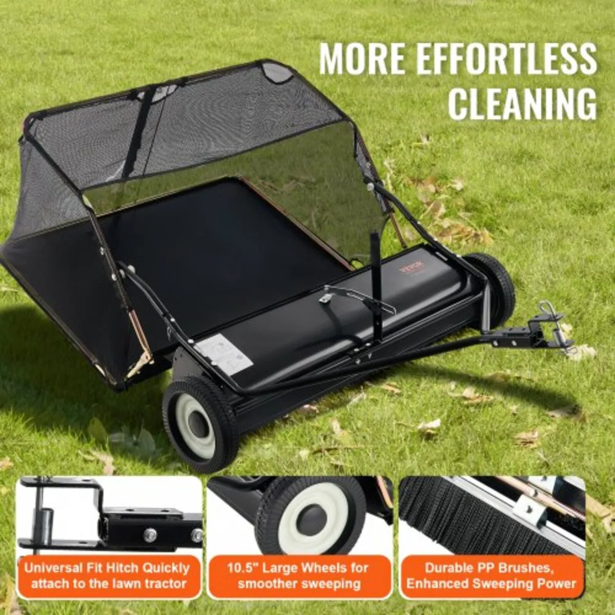 Tow-Behind Lawn Sweeper 52-inch Leaf Yard Collecto - Image 3