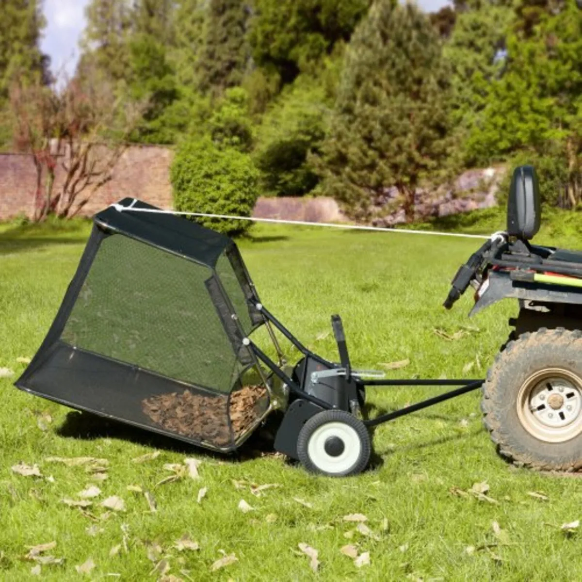 Push Lawn Sweeper, 21-inch Leaf & Grass Collector, - Image 3