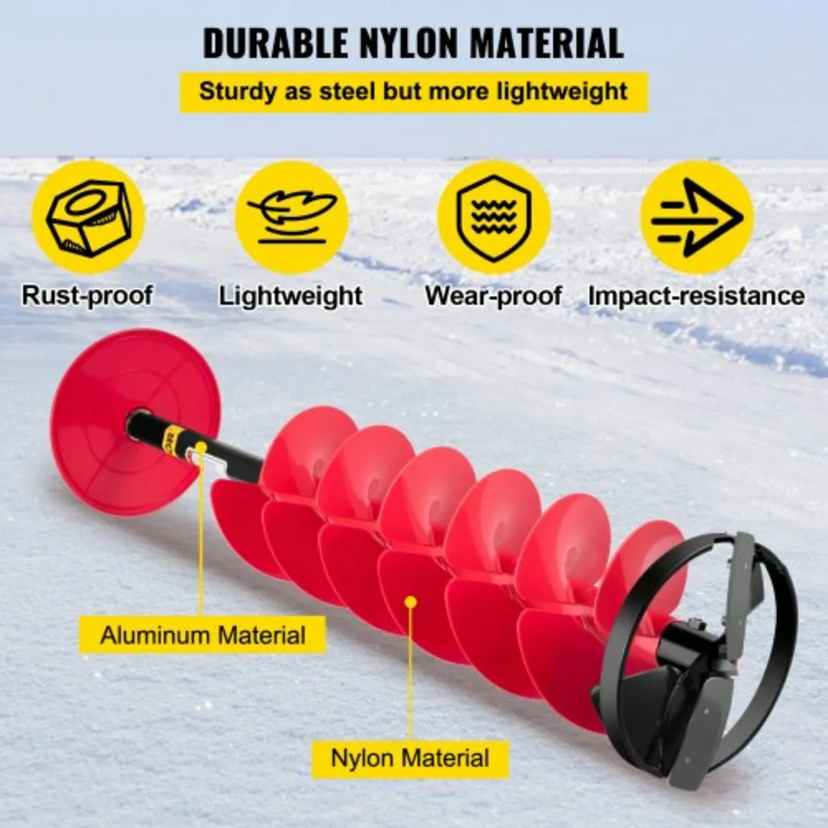 Ice Drill Auger, 6" Diameter Nylon Ice Auger, 39\ - Image 2