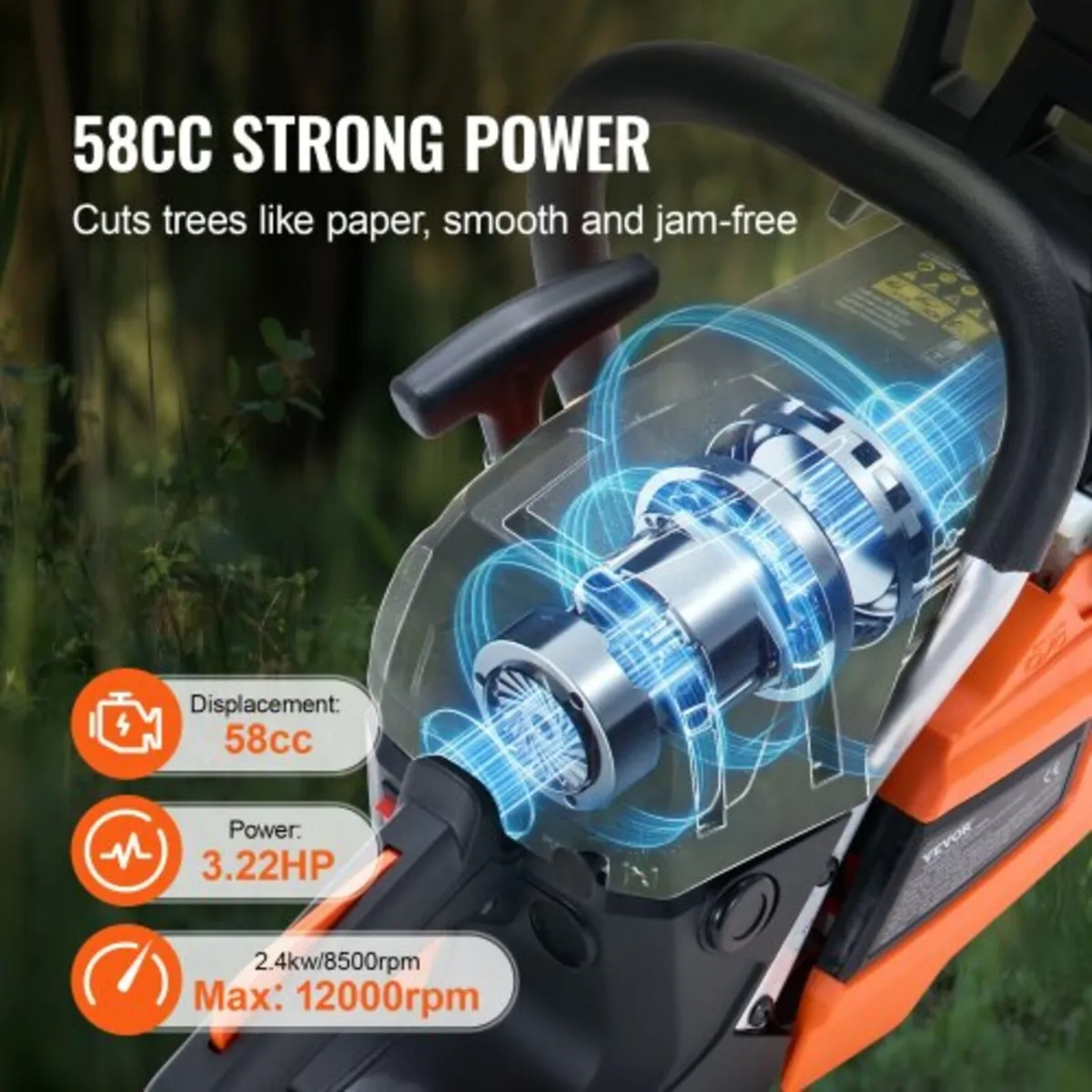 58CC 20" Gasoline Chainsaw Gas Powered Wood Cuttin - Image 2