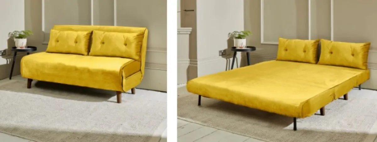 Sofa bed - double yellow - velvet - Image 3