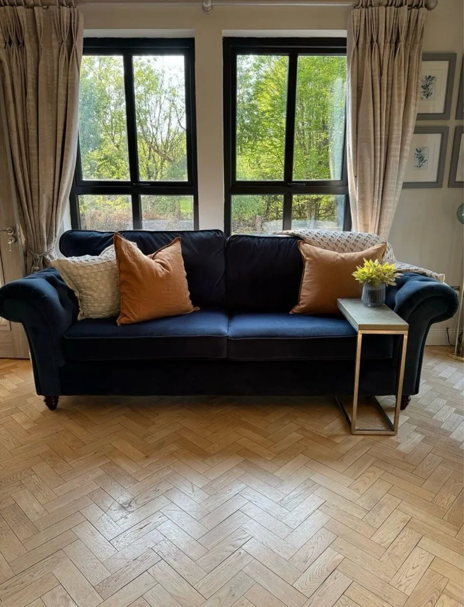 Blue 4 seater sofa - Image 1