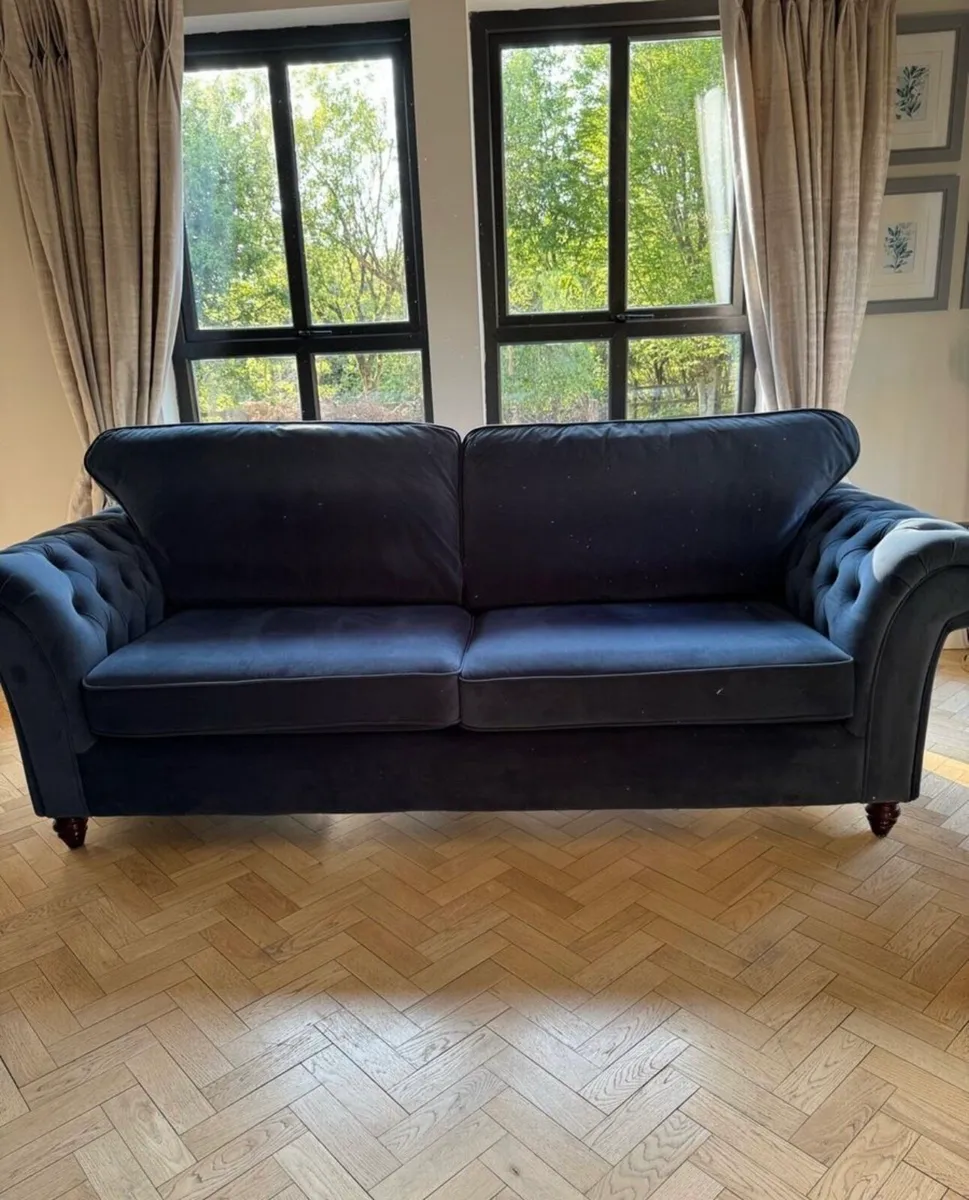Blue 4 seater sofa - Image 2