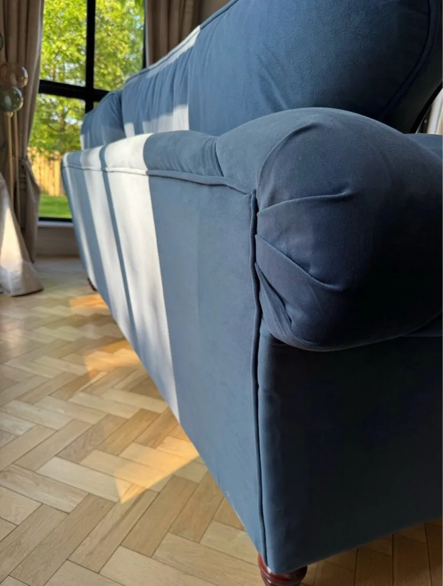 Blue 4 seater sofa - Image 4