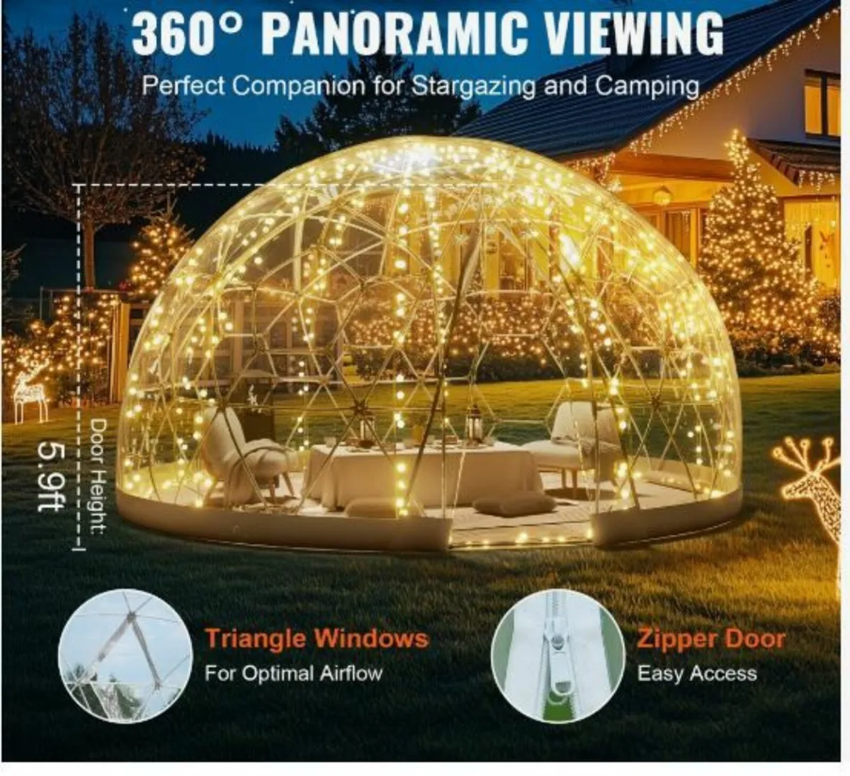 12FT Dome Bubble Tent Outdoor House Camping Shelte - Image 2
