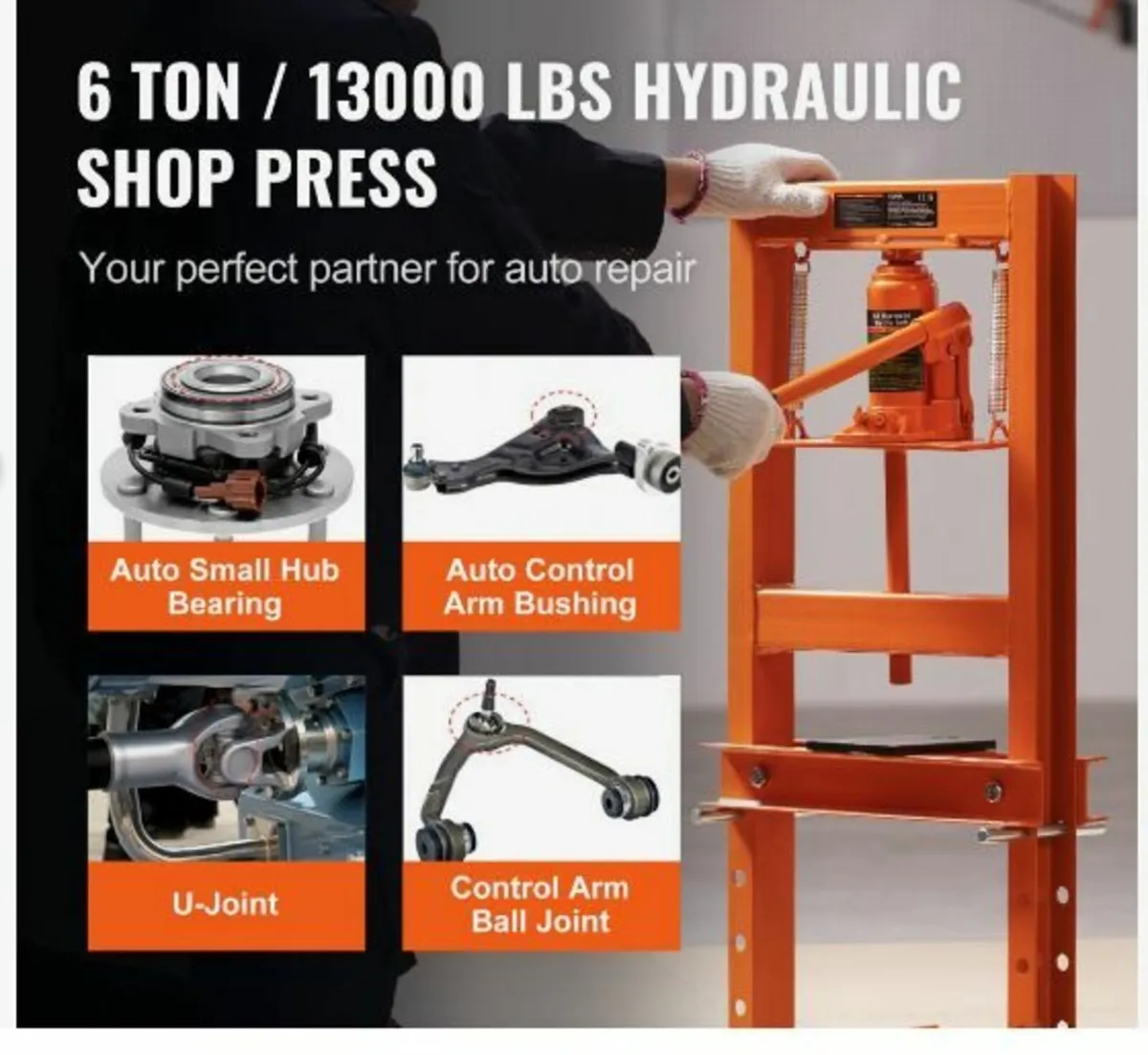 Hydraulic Shop Press 6 Ton with Press Plates - Image 2