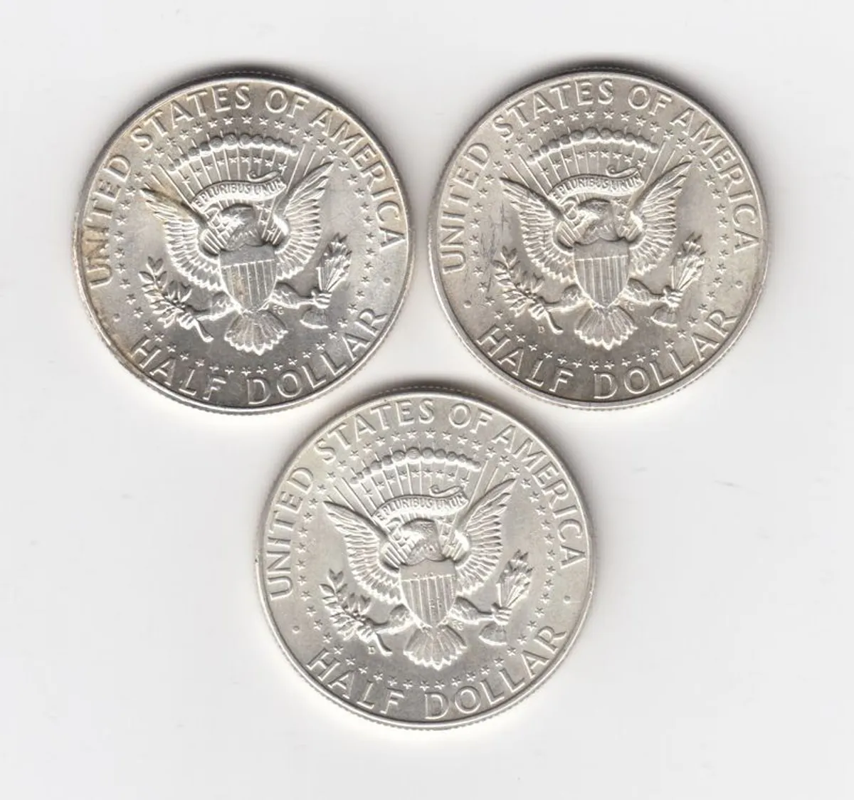 3 x 1964 kennedy half dollar 90% silver coins (no .83) - Image 2