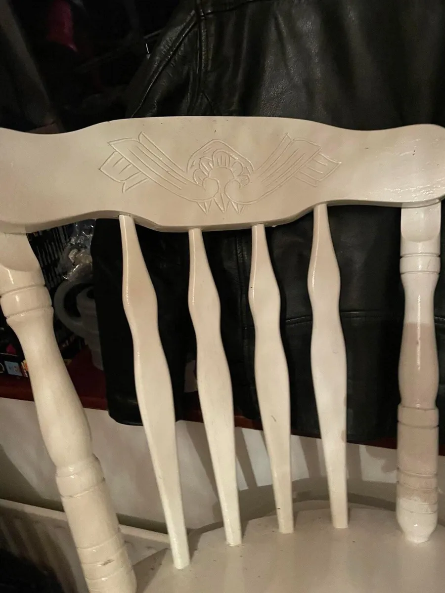 4 wooden cream kitchen chairs - Image 4