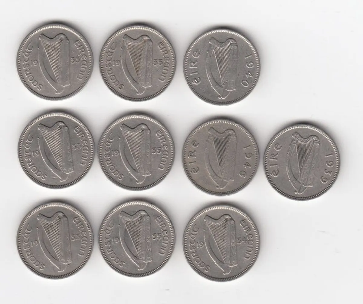 Ireland 10 x 3d coins, early years1933x3,1934,1935x3,1939,1940,1946 (no 82) - Image 2