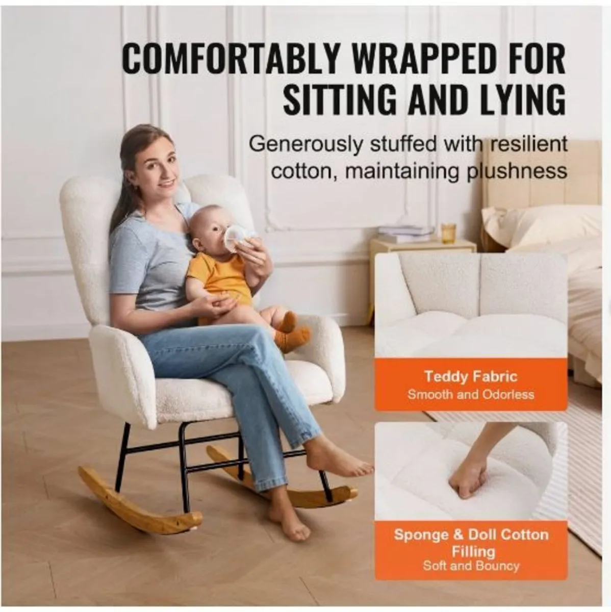 Nursery Rocking Chair, 250 lbs Weight Capacity - Image 3