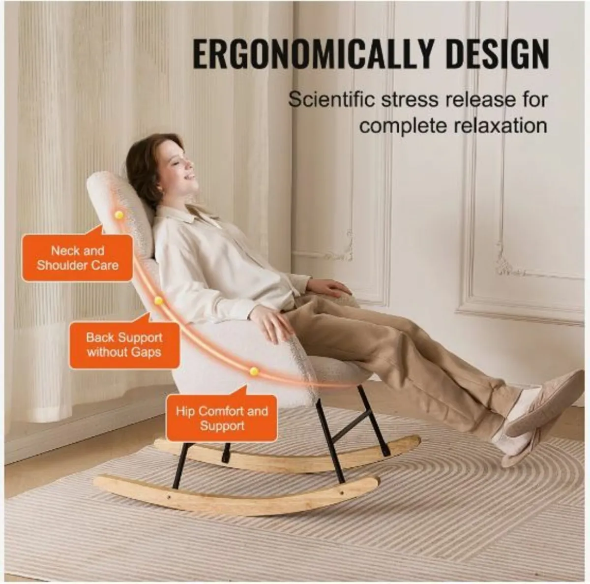 Nursery Rocking Chair, 250 lbs Weight Capacity - Image 4