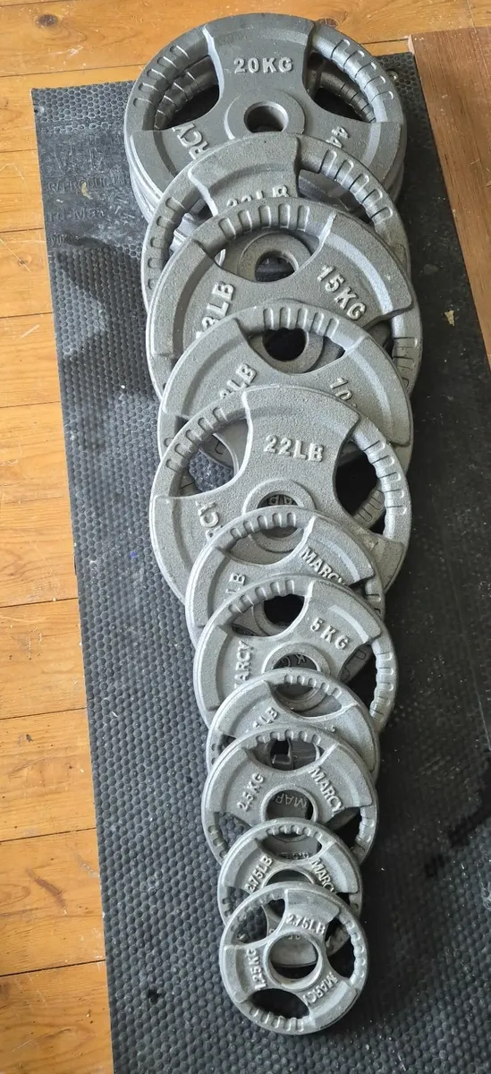 107.5kg Tri-Grip Cast Iron Weight Plates - Image 1