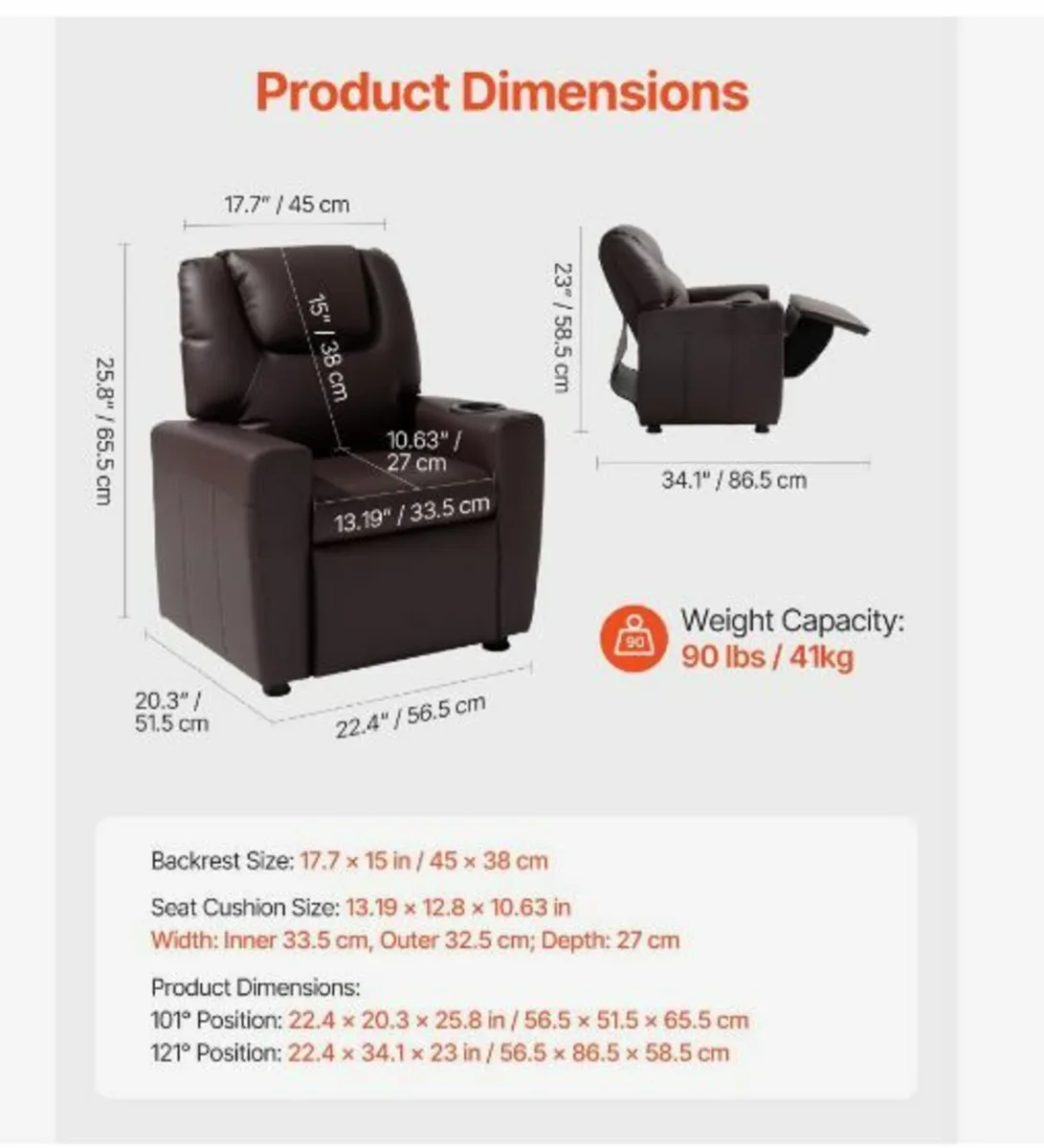 Kids Reclining Chair PU Leather - Image 4