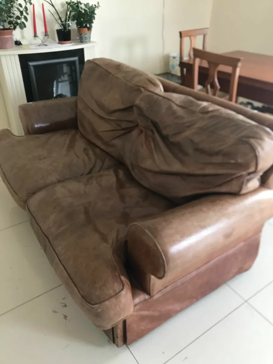 Brown Leather Sofa - Image 2