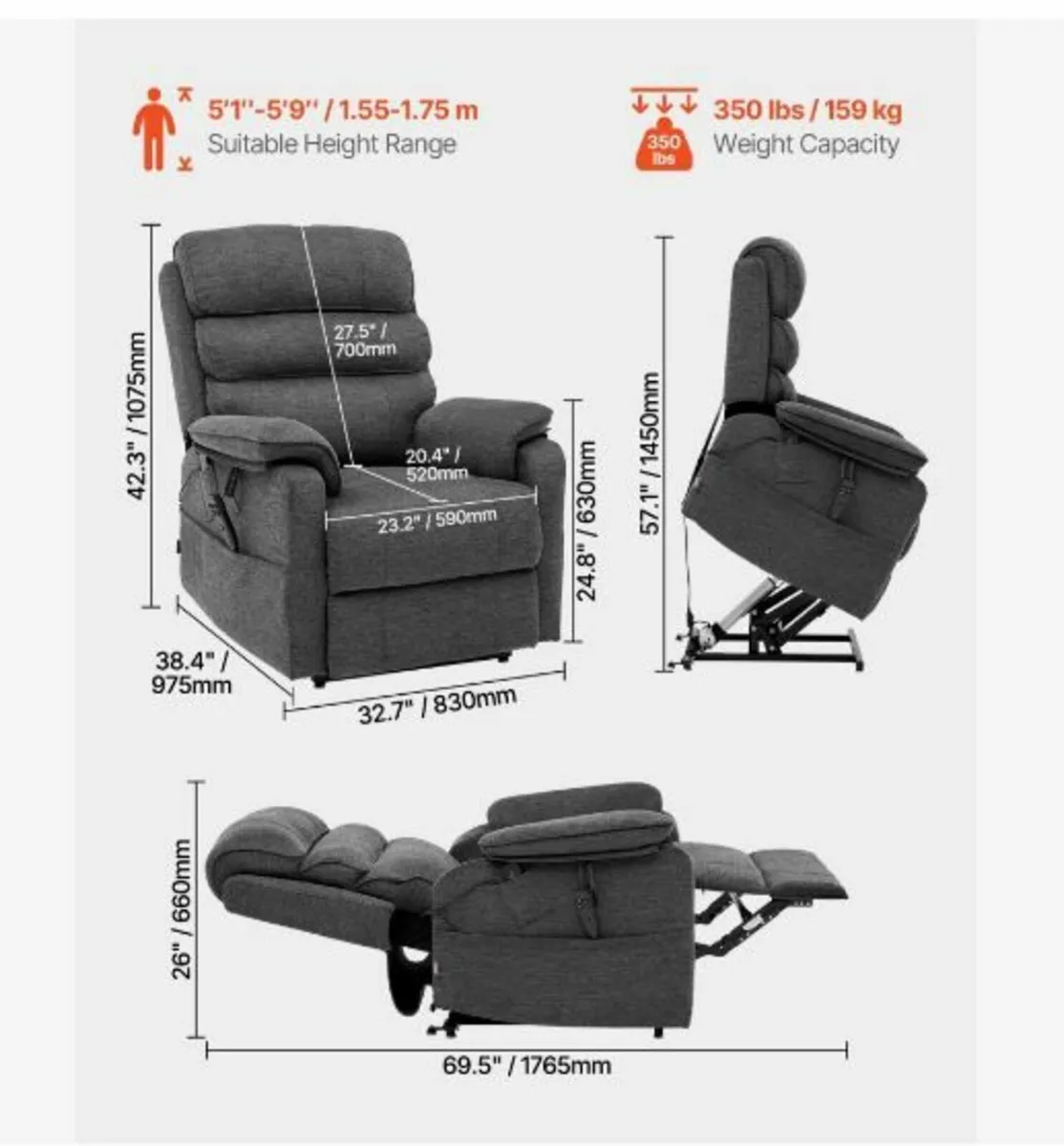 Power Lift Recliner Chair for Elderly Heat - Image 4