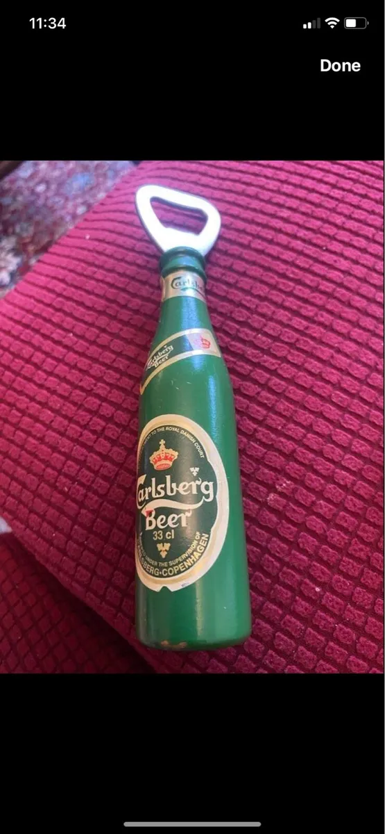 Vintage  Carlsberg Timber Bottle Opener - Image 1