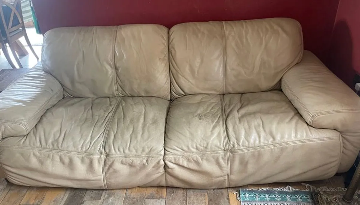 Cream leather couch