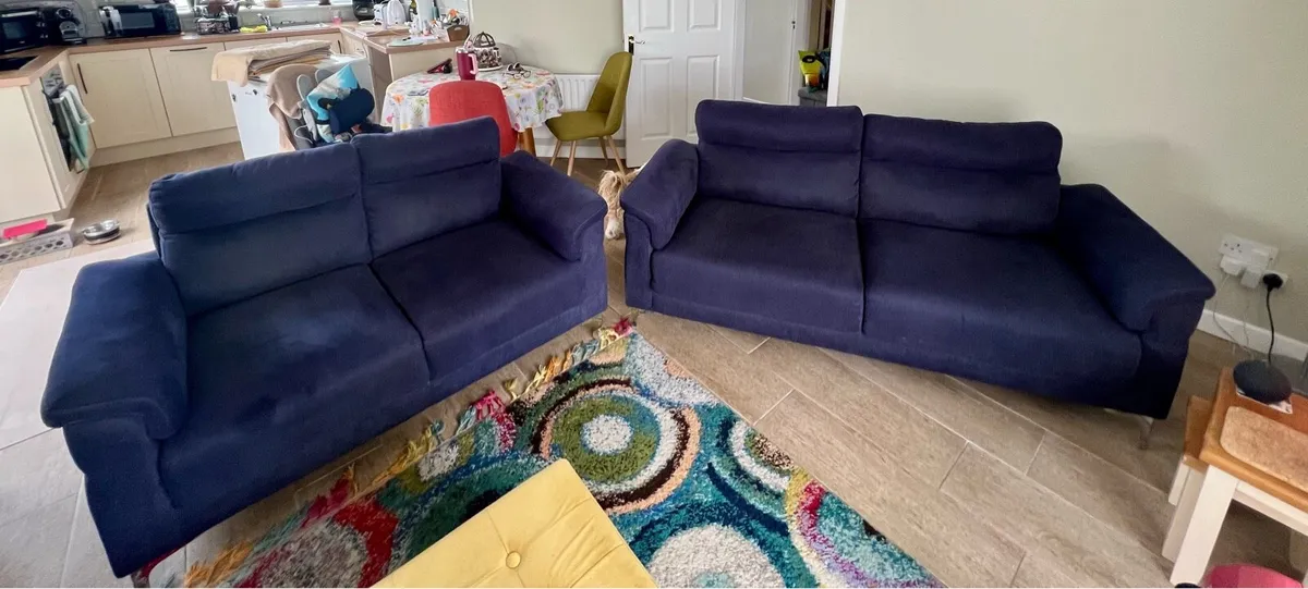 2 & 3 Seater Roxy Navy Blue Couches - Image 1