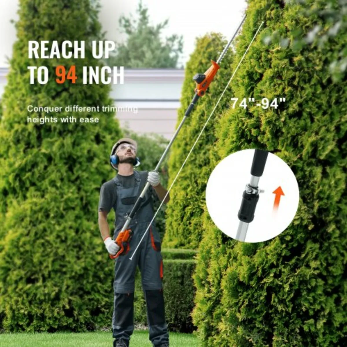 20V Cordless Hedge Trimmer Telescoping Pole Hedge - Image 3