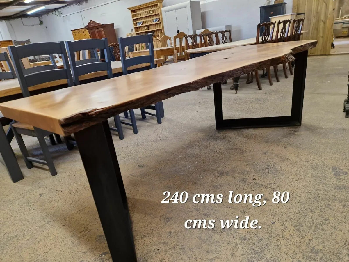 8ft live edge maple table with metal base - Image 4