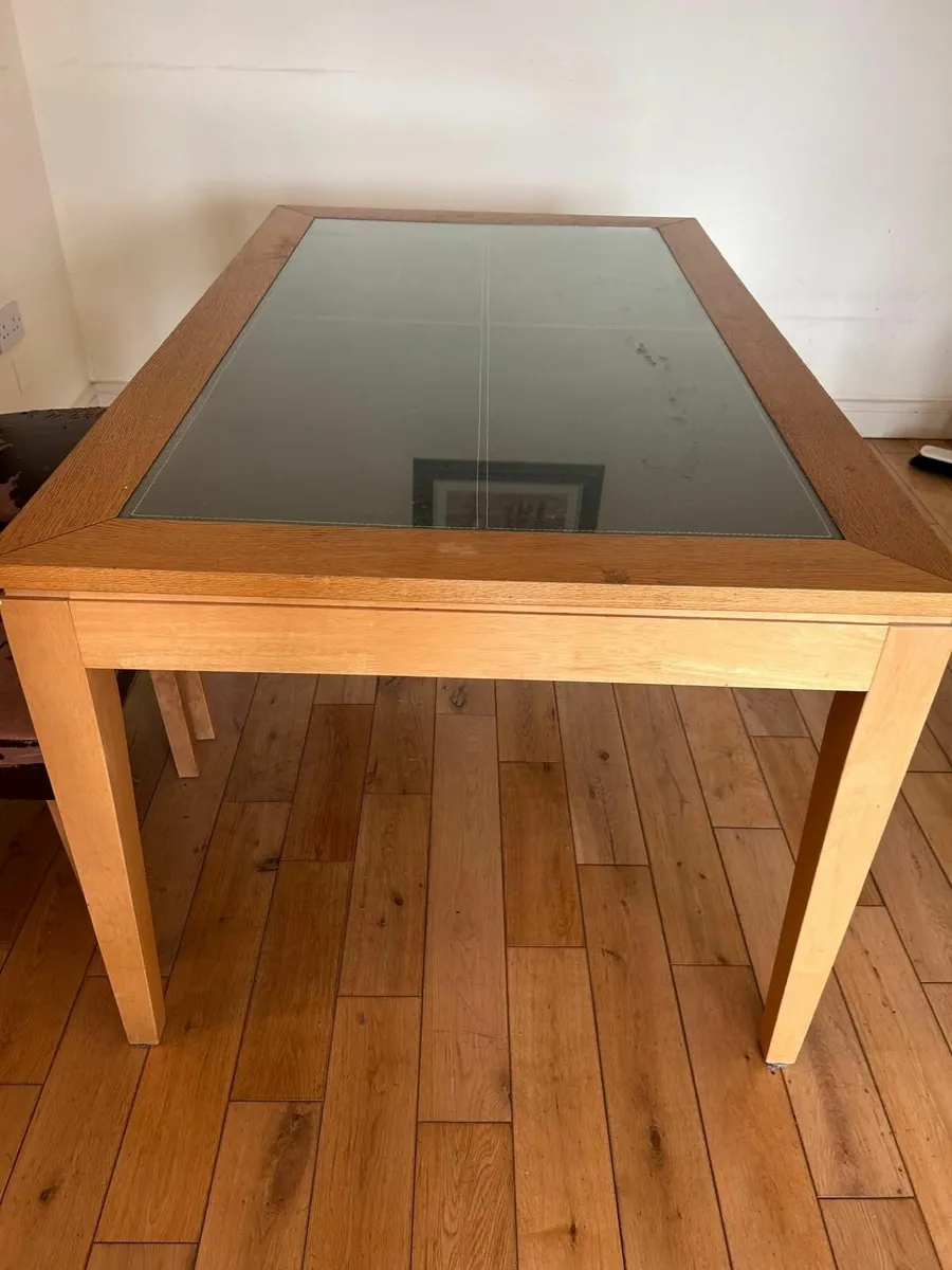 For Sale : Modern Oak and Glass Dining Table - Image 4
