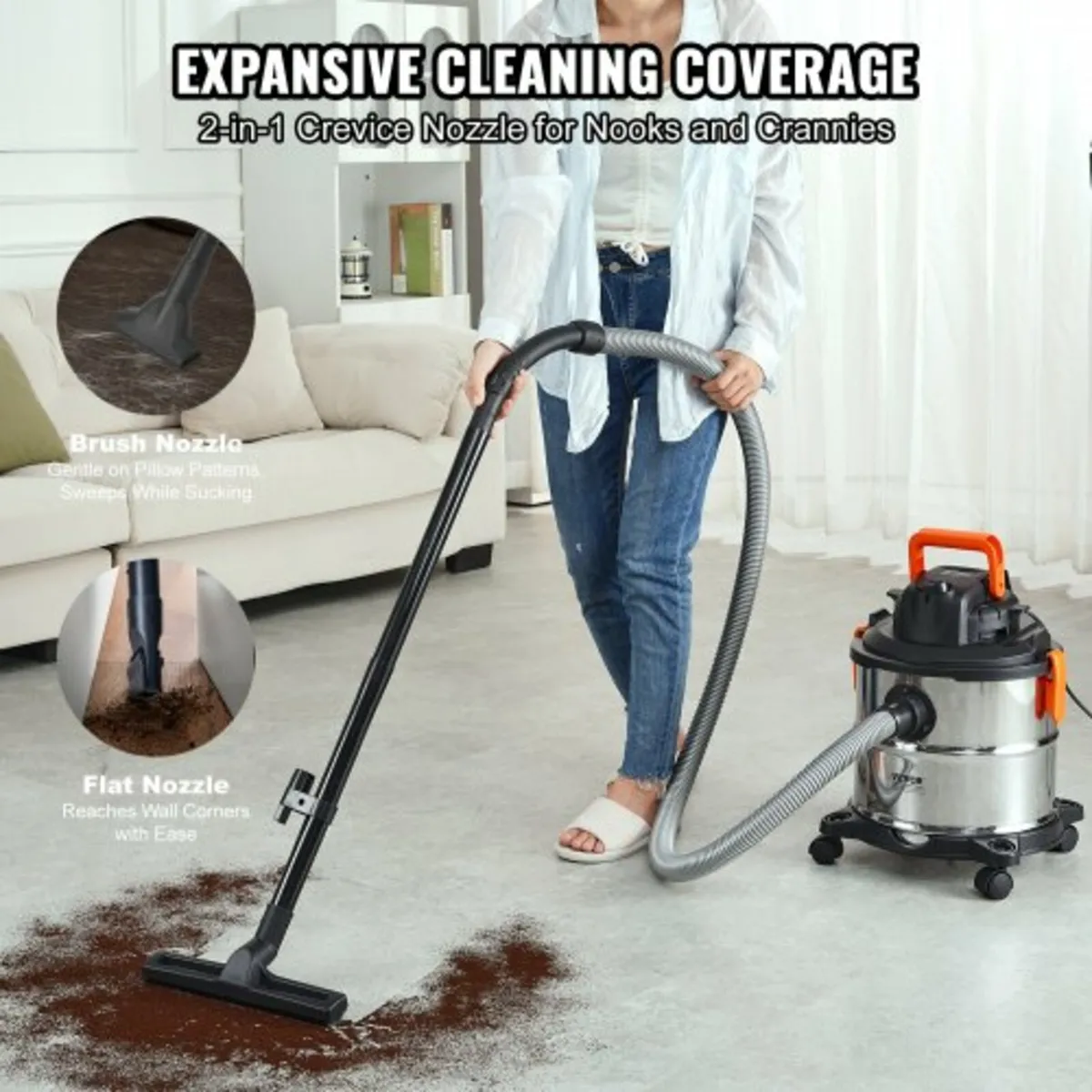 Wet/Dry Shop Vacuum Vac 20L 6 Peak HP w/ Nozzle St - Image 4