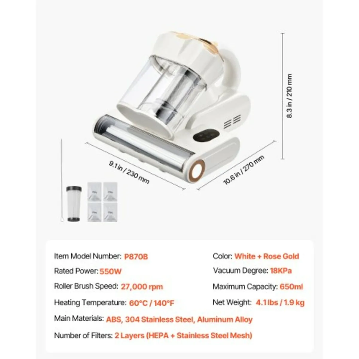 Mattress Vacuum Cleaner with 18Kpa Powerful Suctio - Image 4