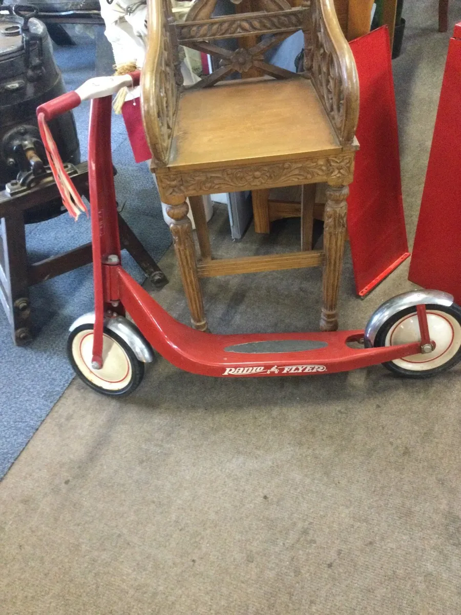 A vintage American radio Flyer scooter