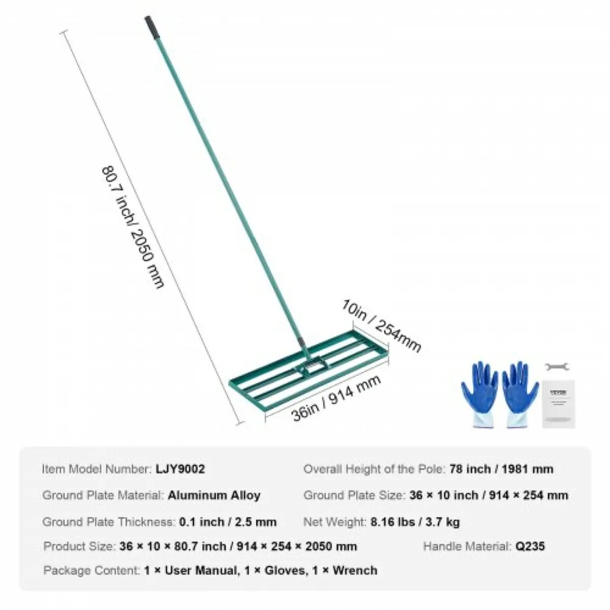 Lawn Leveling Rake, 91.4 x 25.4 cm Level Lawn Tool - Image 2