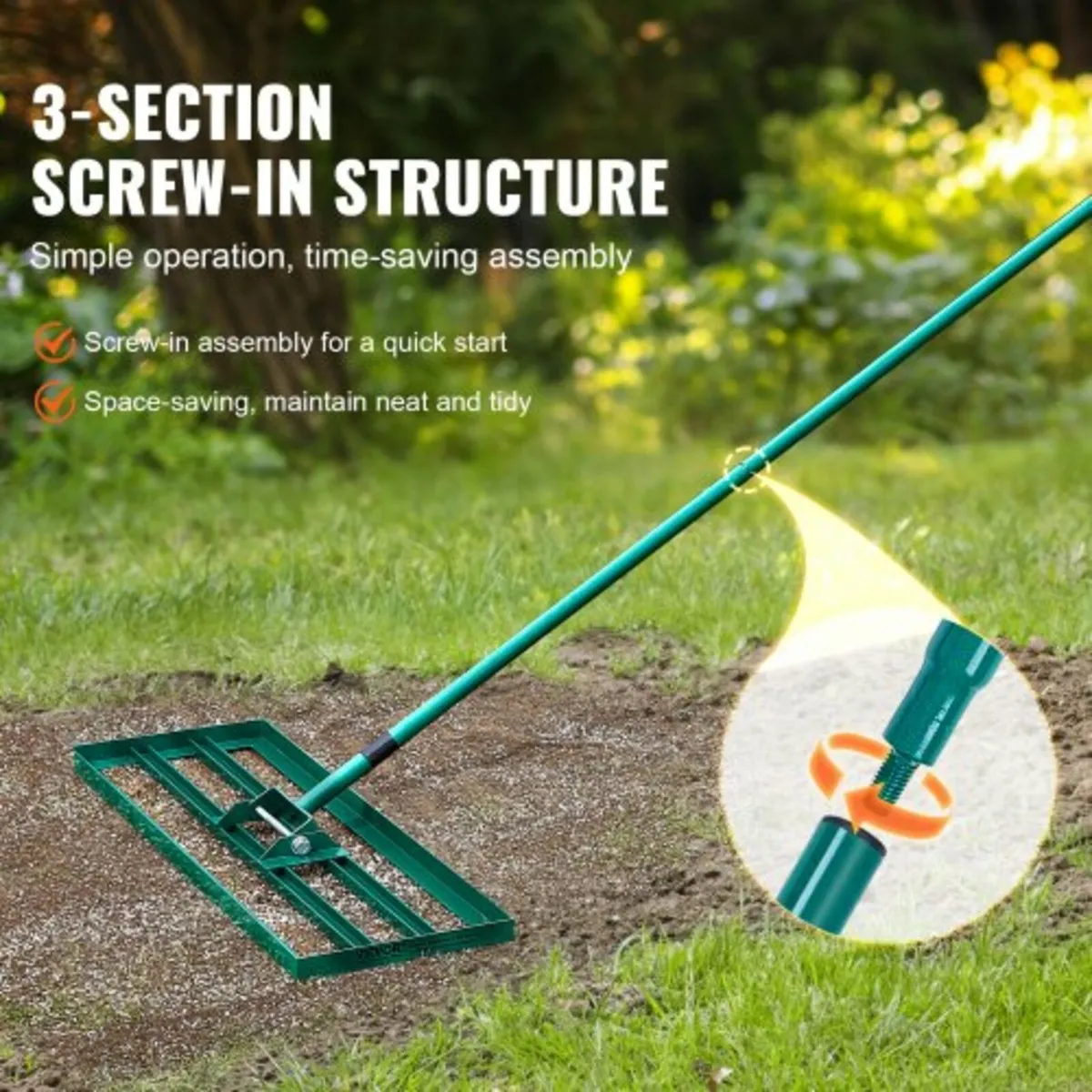 Lawn Leveling Rake, 91.4 x 25.4 cm Level Lawn Tool - Image 3