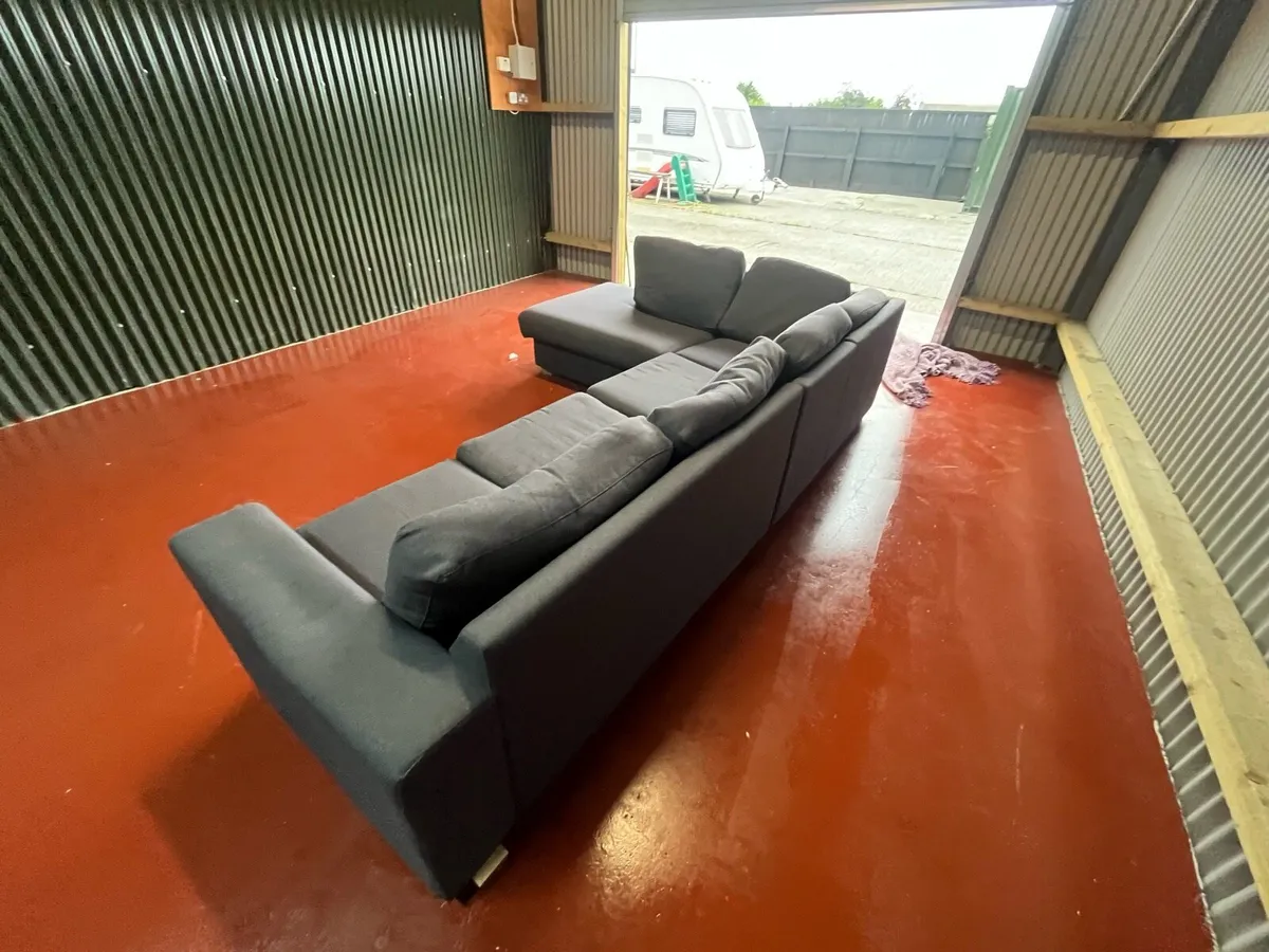 Large navy/blue corner sofa couch furniture - Image 4