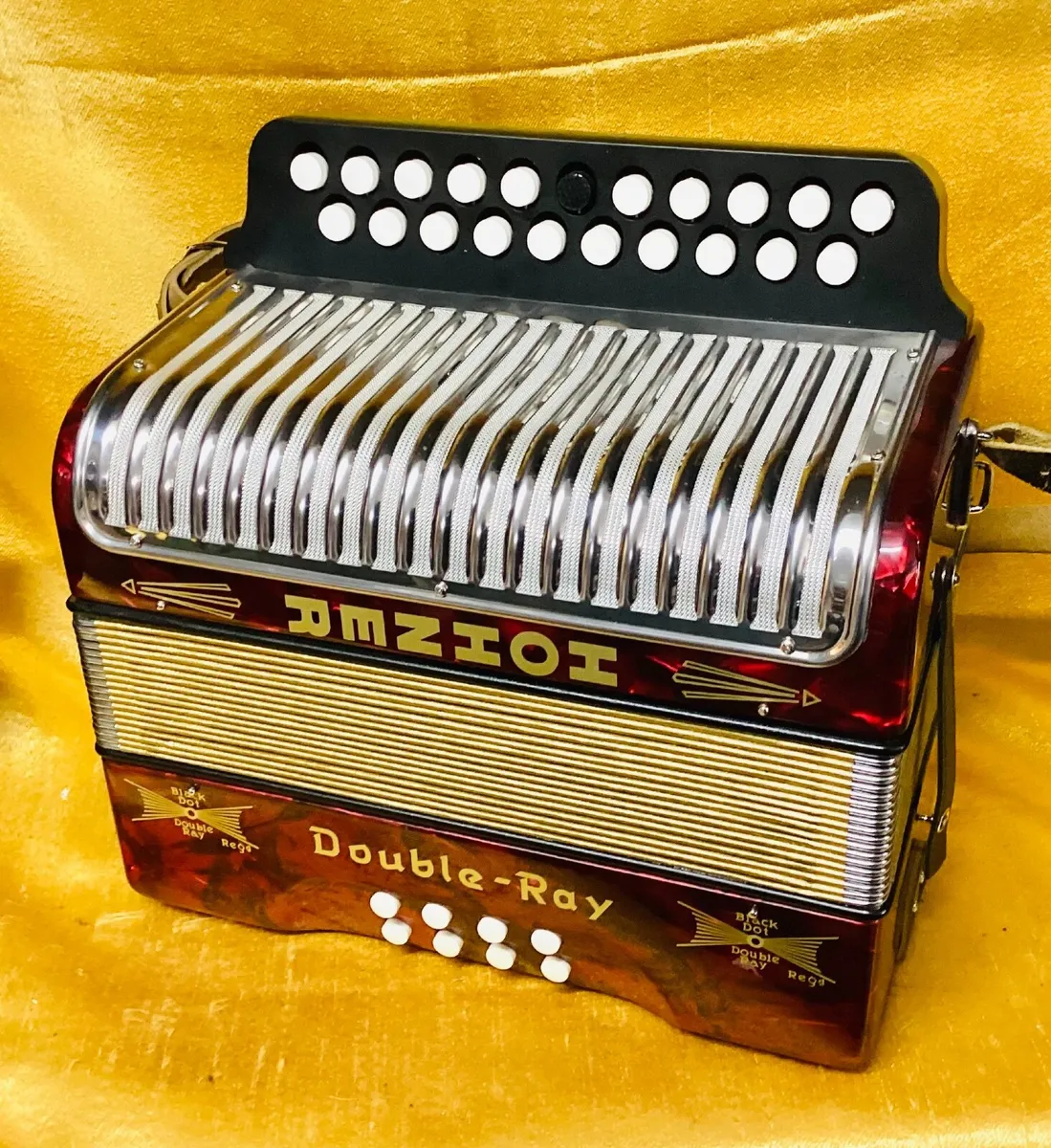 HOHNER B/C DOUBLE RAY BLACK DOT BUTTON ACCORDION - Image 1