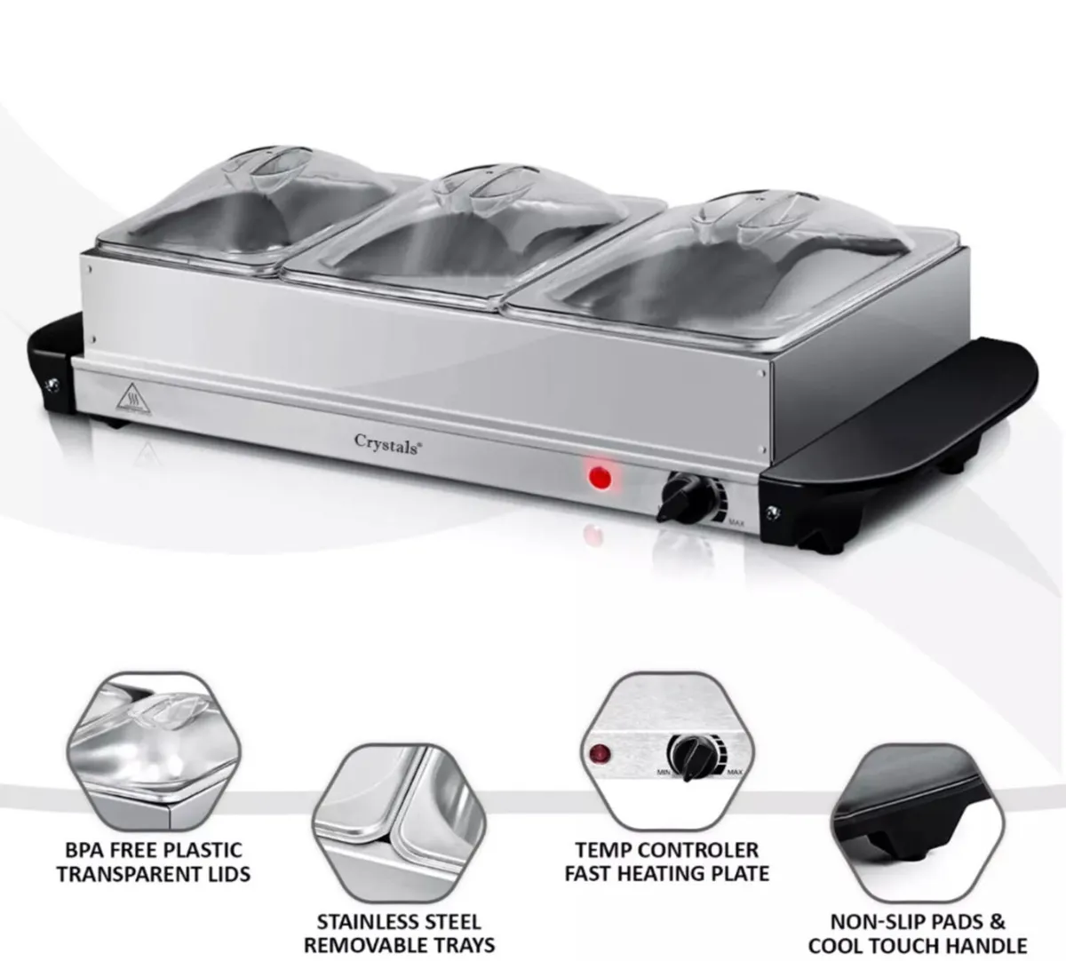 Electric Food Warmer Buffet Server 300w Hot Plate - Image 2