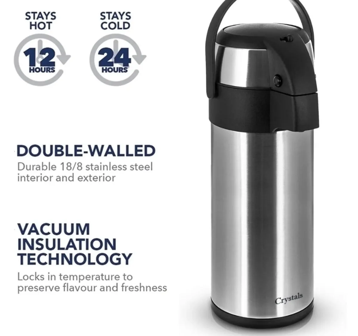 3Litre Tea or Coffee Vacuum Air Pot Flask NEW - Image 2