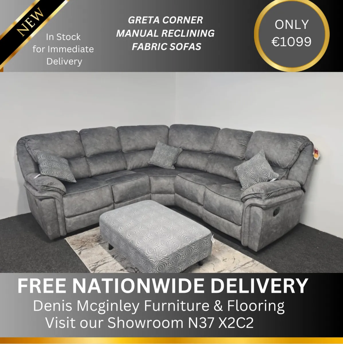 New Grey Greta Corner Sofas
