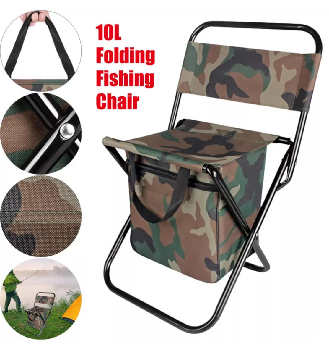 Folding Camping Chair With Built-in Storage Bag - Image 1