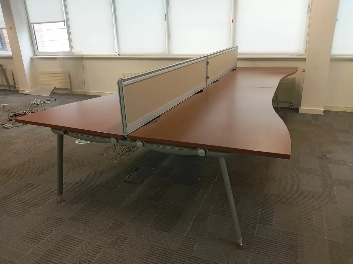Delivery - 3 x Sets of 4 Large Desks with Dividers - Image 3