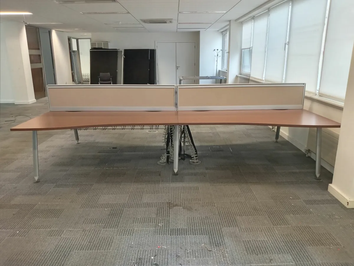 Delivery - 3 x Sets of 4 Large Desks with Dividers - Image 4